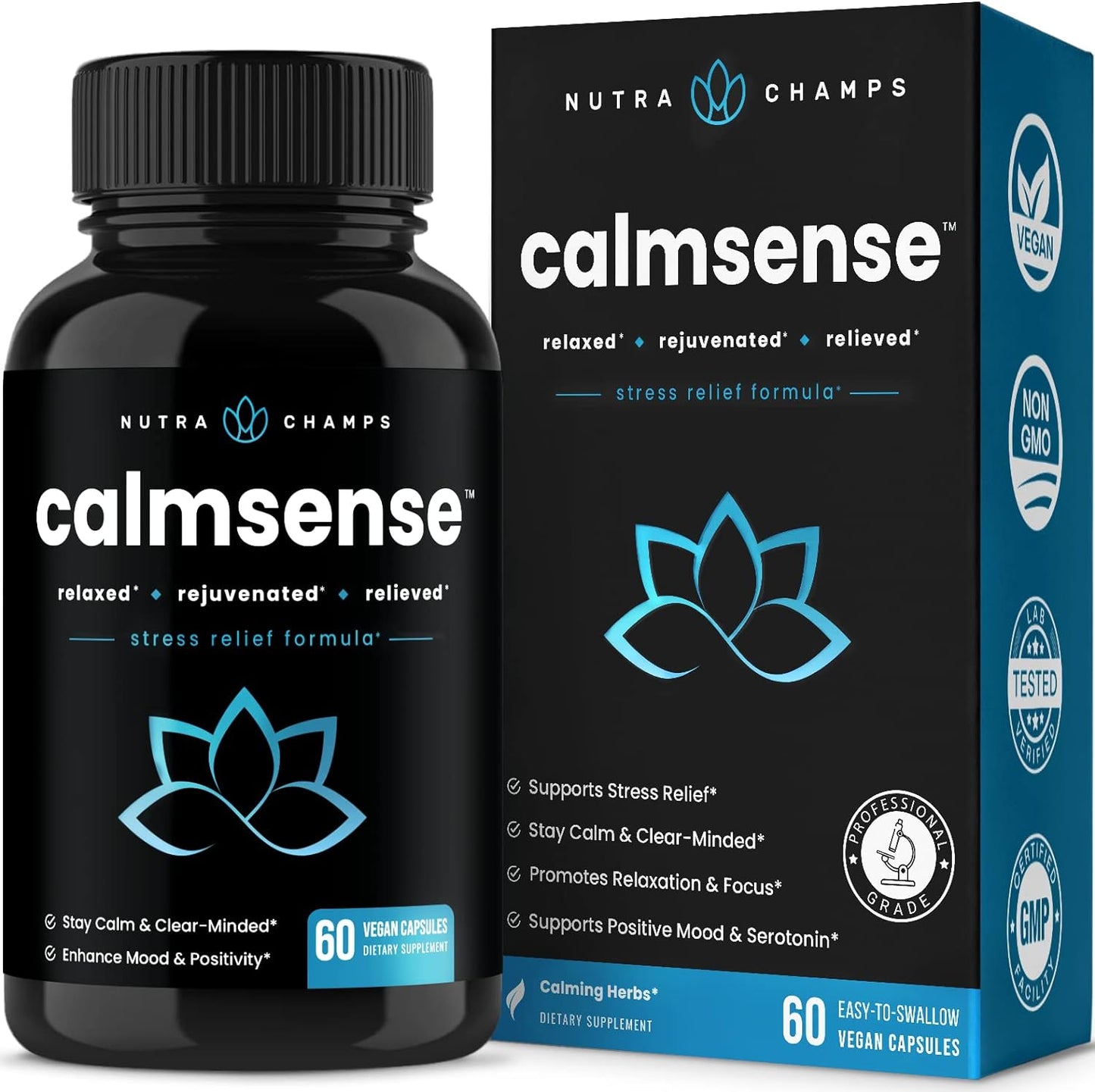 NutraChamps Calm Sense Stress Relief Supplement - 60 count