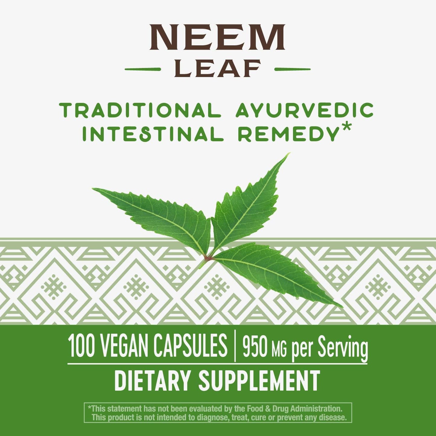 Nature's Way Herbal Neem Leaf, Traditional Ayurvedic 100 capsules