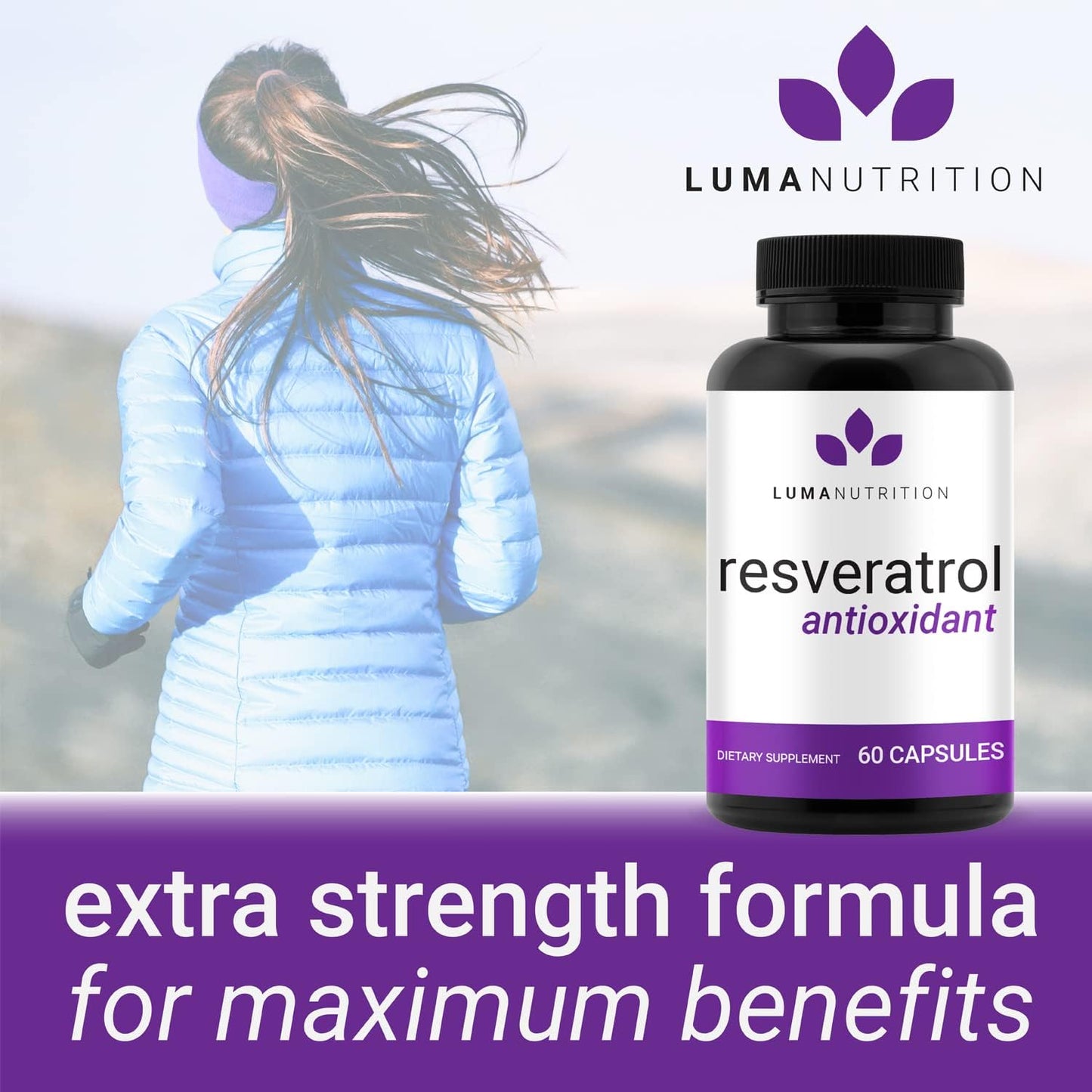 Luma Nutrition High Purity Resveratrol Capsules - 98% Trans-Resveratrol - 60 capsules