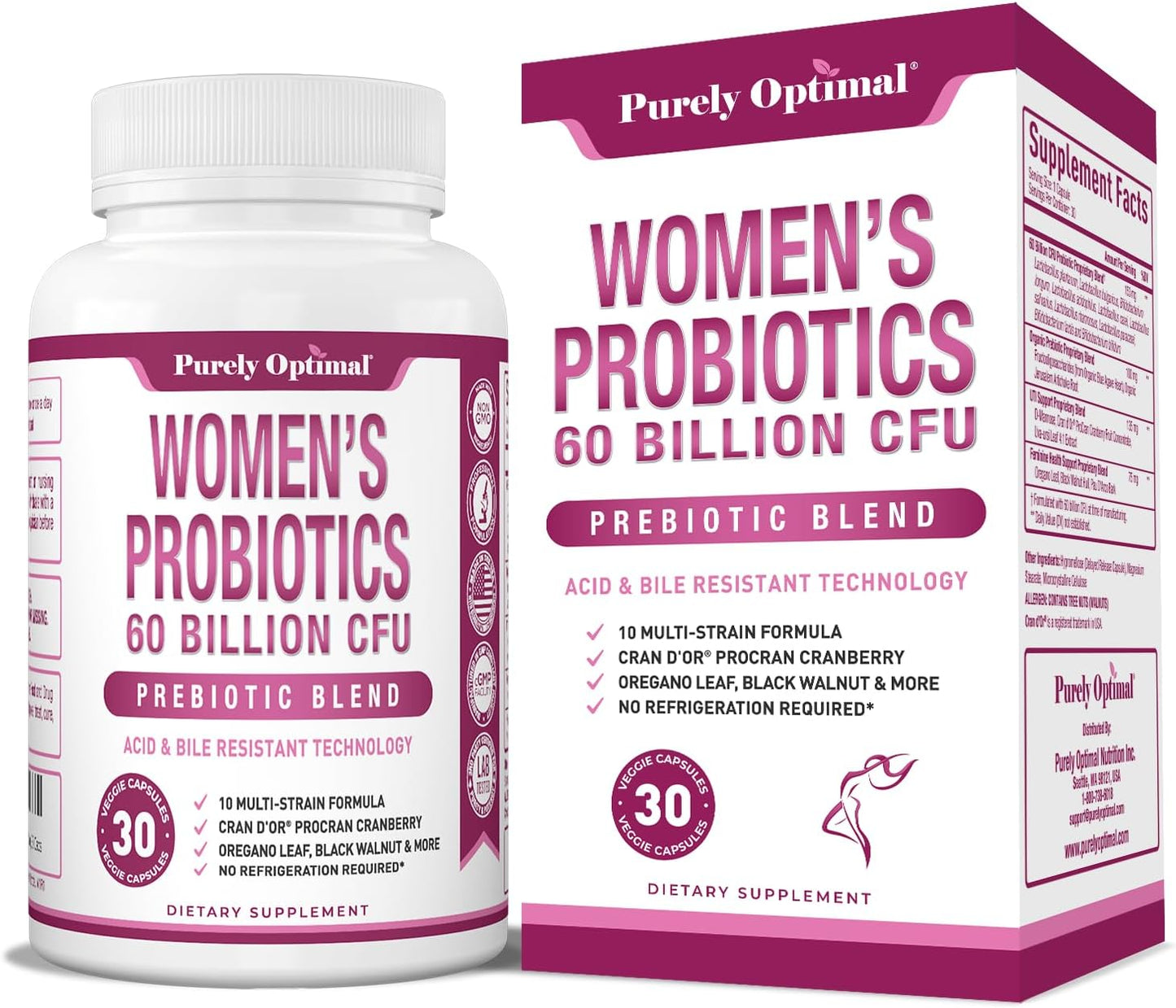 Premium Probiotics for Women - 60 Billion CFU, 30 Capsules