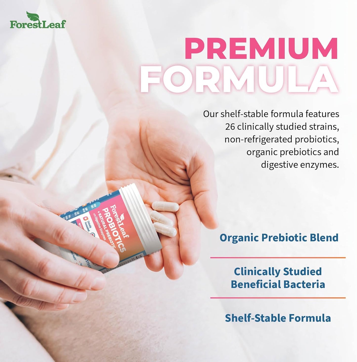 ForestLeaf Womens Probiotic 50 Billion CFU with Organic Prebiotics - 30 Caps