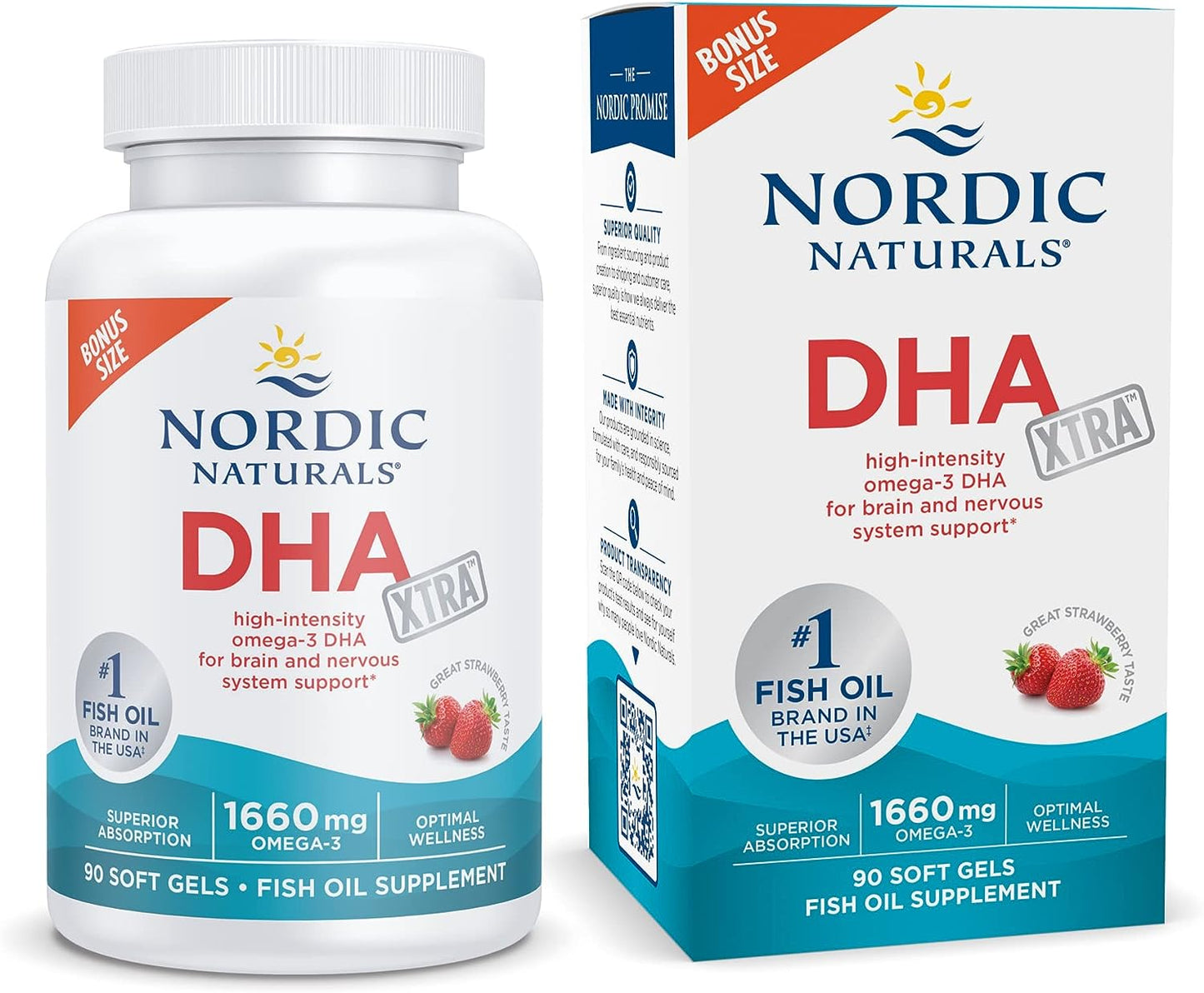 Nordic Naturals DHA Xtra, Strawberry - 90 Soft Gels