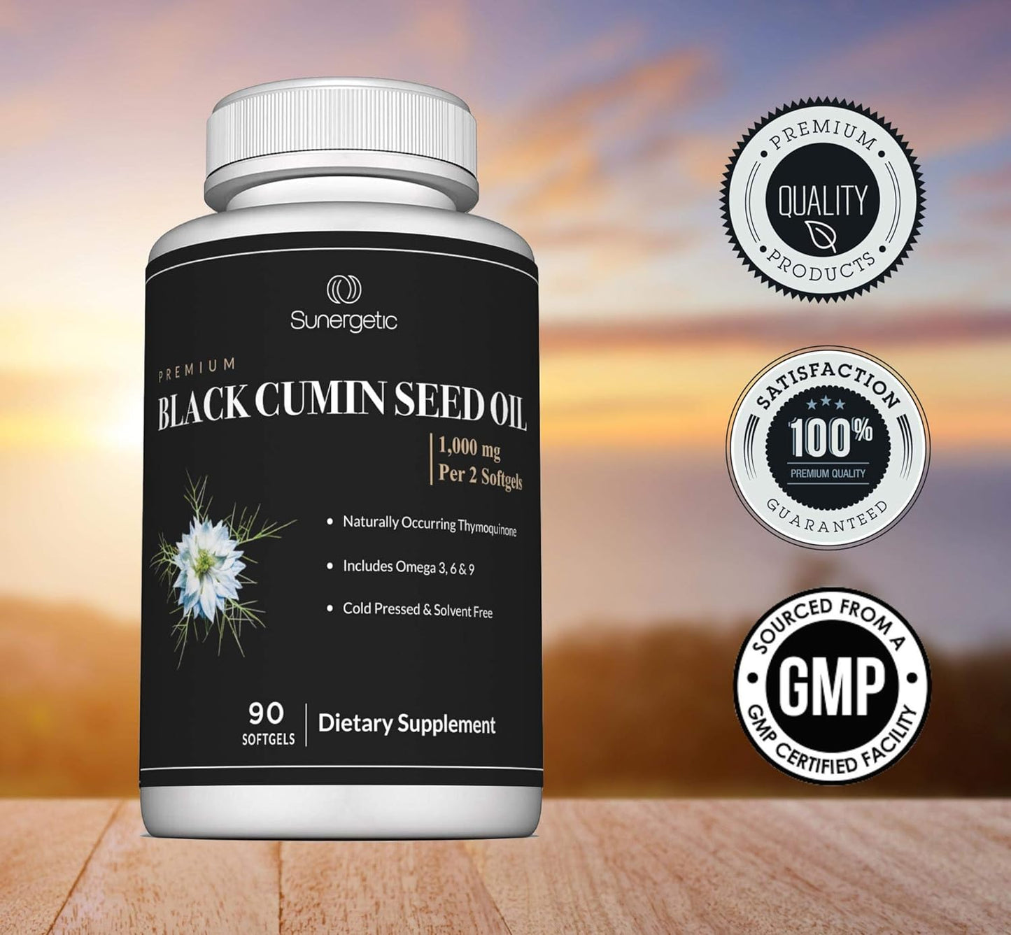 Sunergetic Premium Black Cumin Seed Oil Softgels –90 count