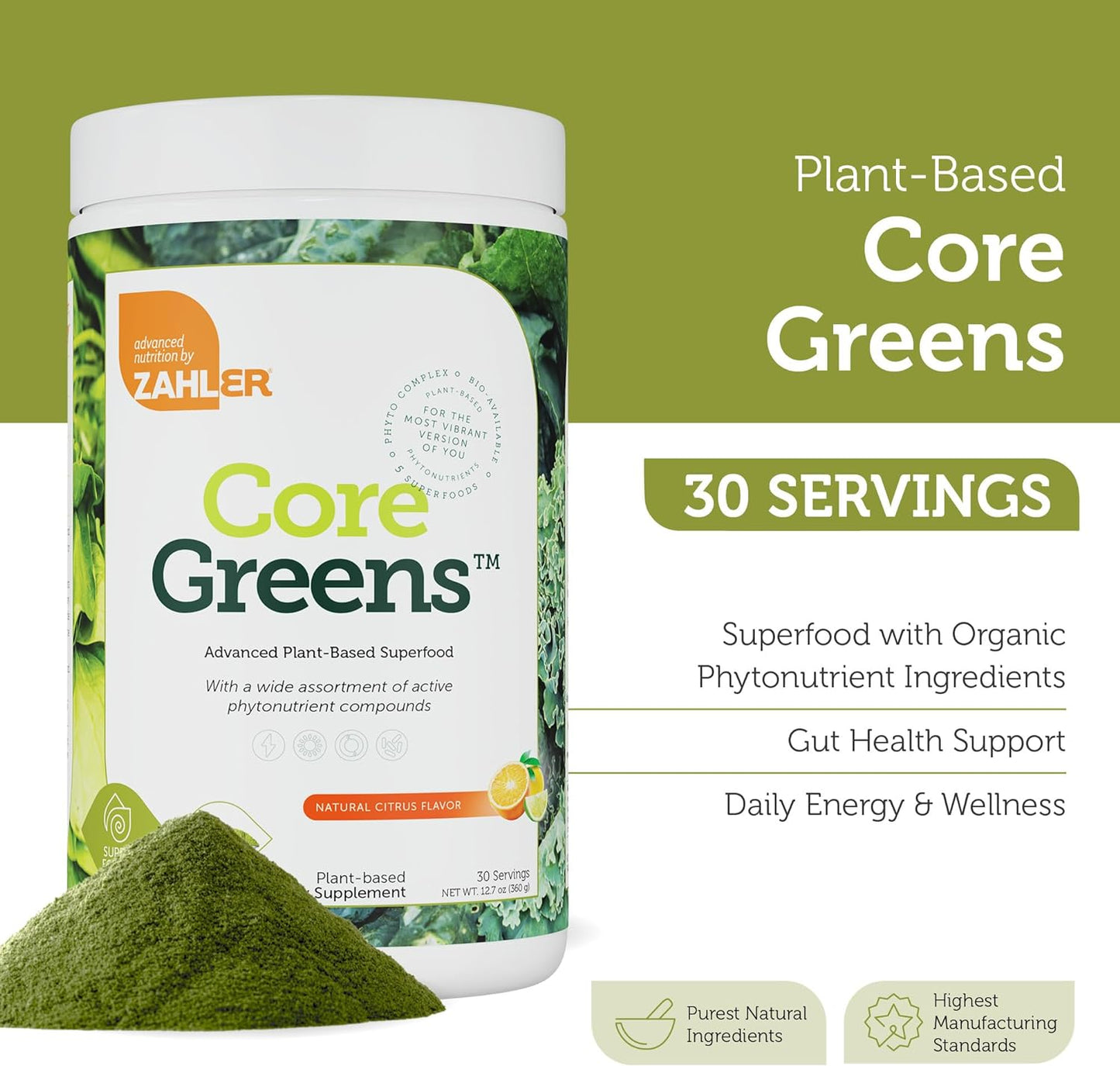 Zahler Core Greens Powder - Citrus Flavor