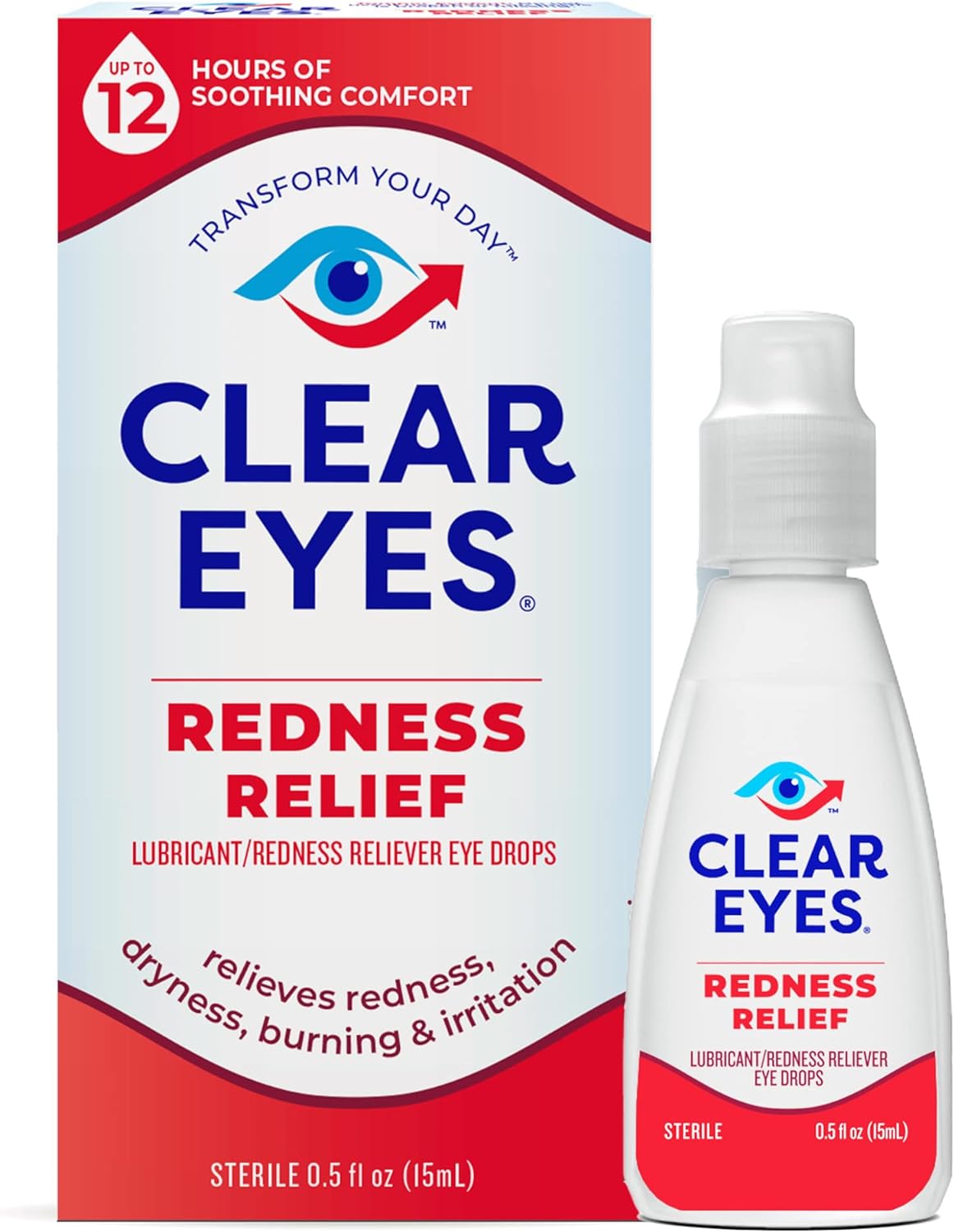 Clear Eyes Redness Eye Relief Eye Drops, 0.5 Fl Oz, Pack of 3