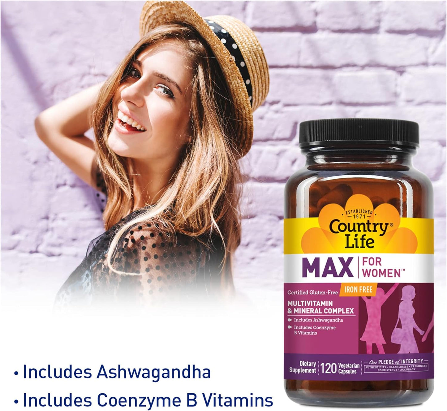 Country Life Max for Women Iron Free - 120 Vegetarian Capsules