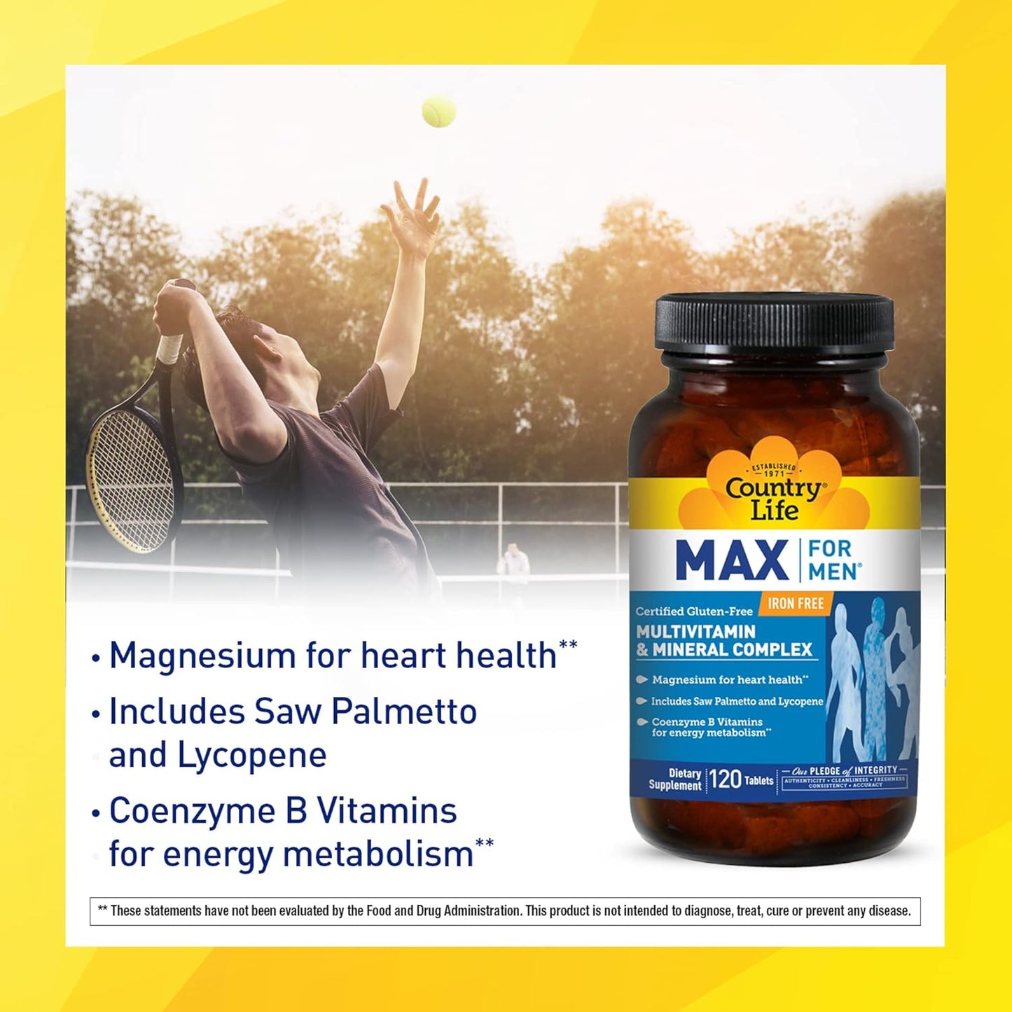 Country Life Max for Men, Multivitamin & Mineral Complex,120 count