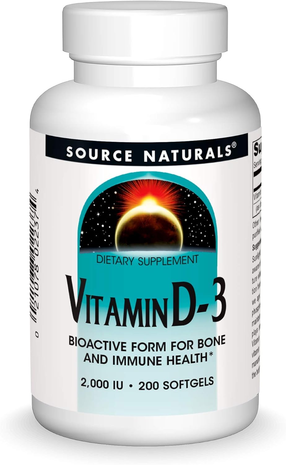 Source Naturals Vitamin D-3 Bone & Immune Health 200 softgels