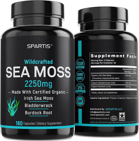 Certified Organic Sea Moss Capsules 2250mg - 180 capsules