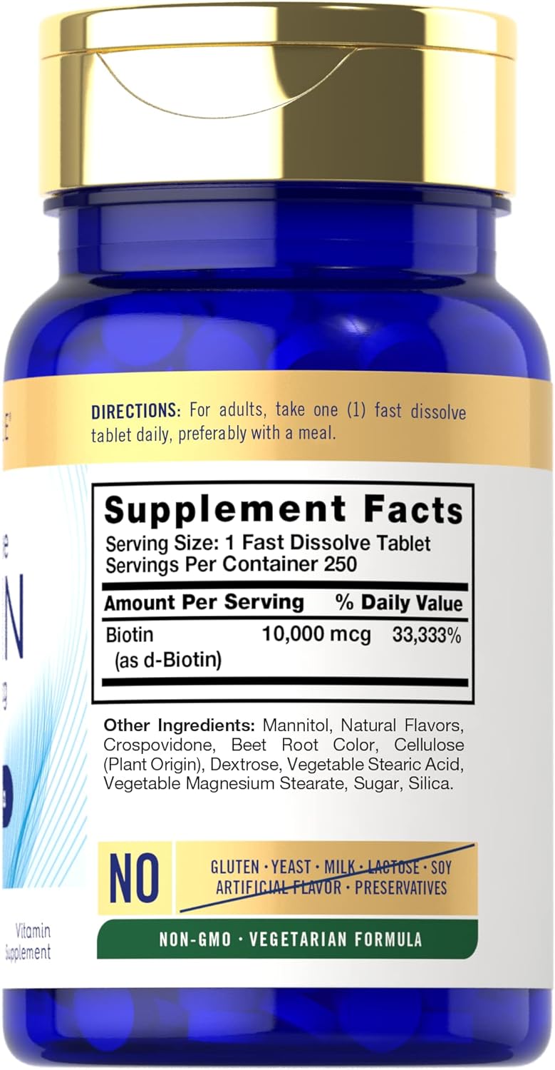 Carlyle Biotin 10000mcg 250 Fast Dissolve Tablets