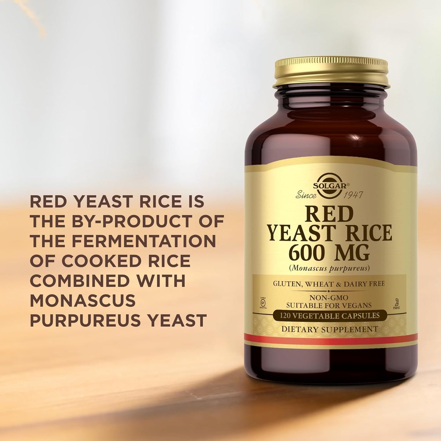 SOLGAR Red Yeast Rice 600 mg - 120 Vegetable Capsules