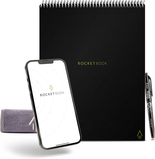 Rocketbook Smart Reusable Notebook, Flip Letter Size Spiral Notebook, Infinity Black, (8.5" x 11")