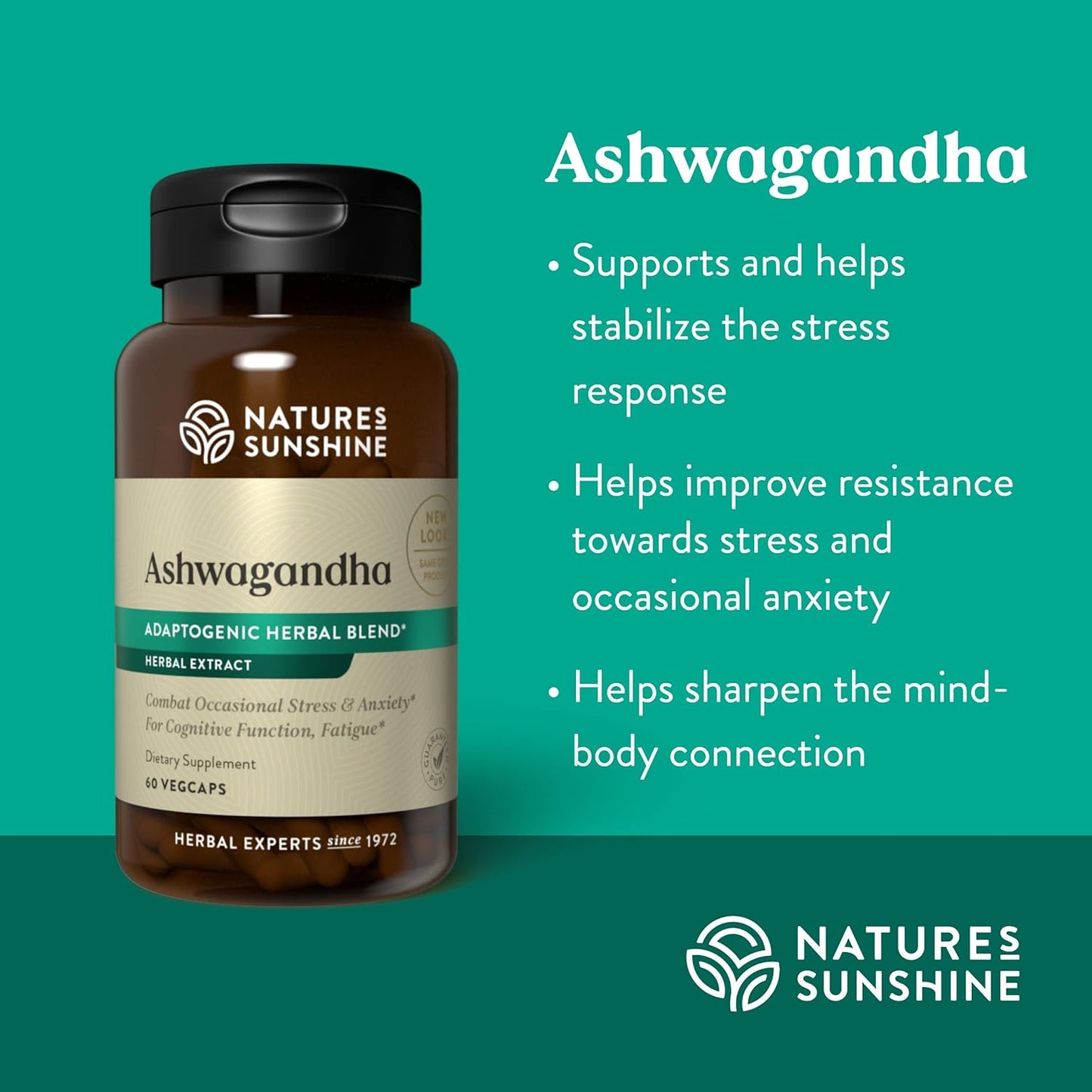 Nature's Sunshine Ashwagandha, 60 VegCaps