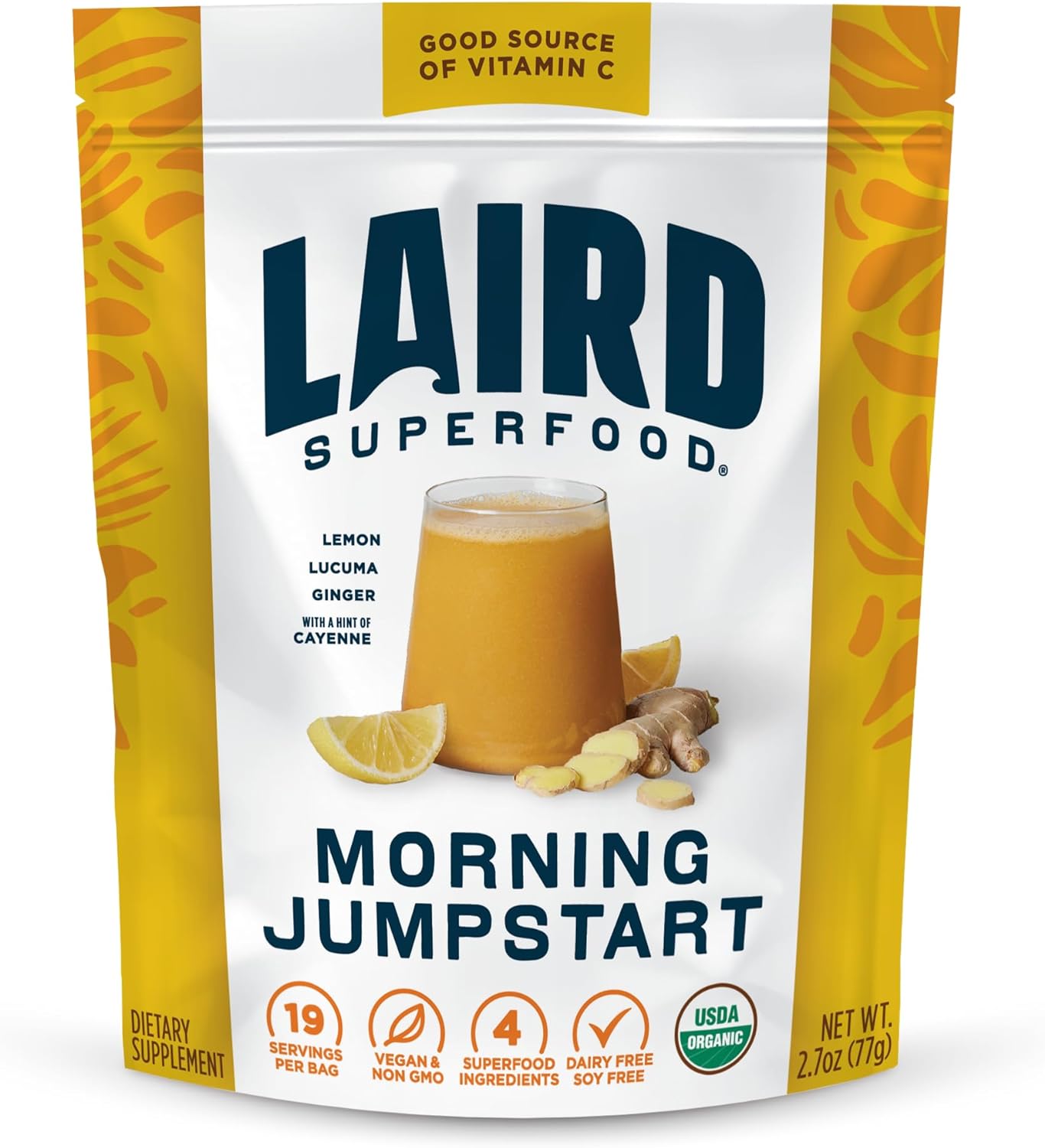 Laird Superfood Morning Jumpstart Powder Drink Supplement 2.7 Oz Bag