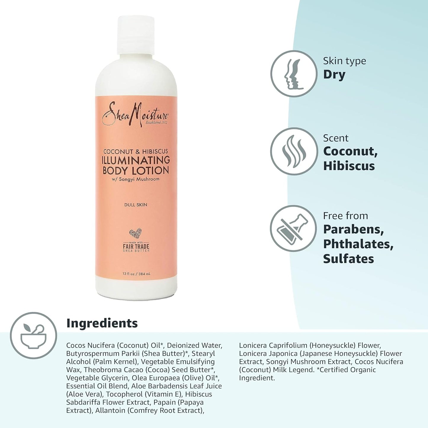 SheaMoisture Coconut Oil and Hibiscus Illuminating Body Lotion for Dull