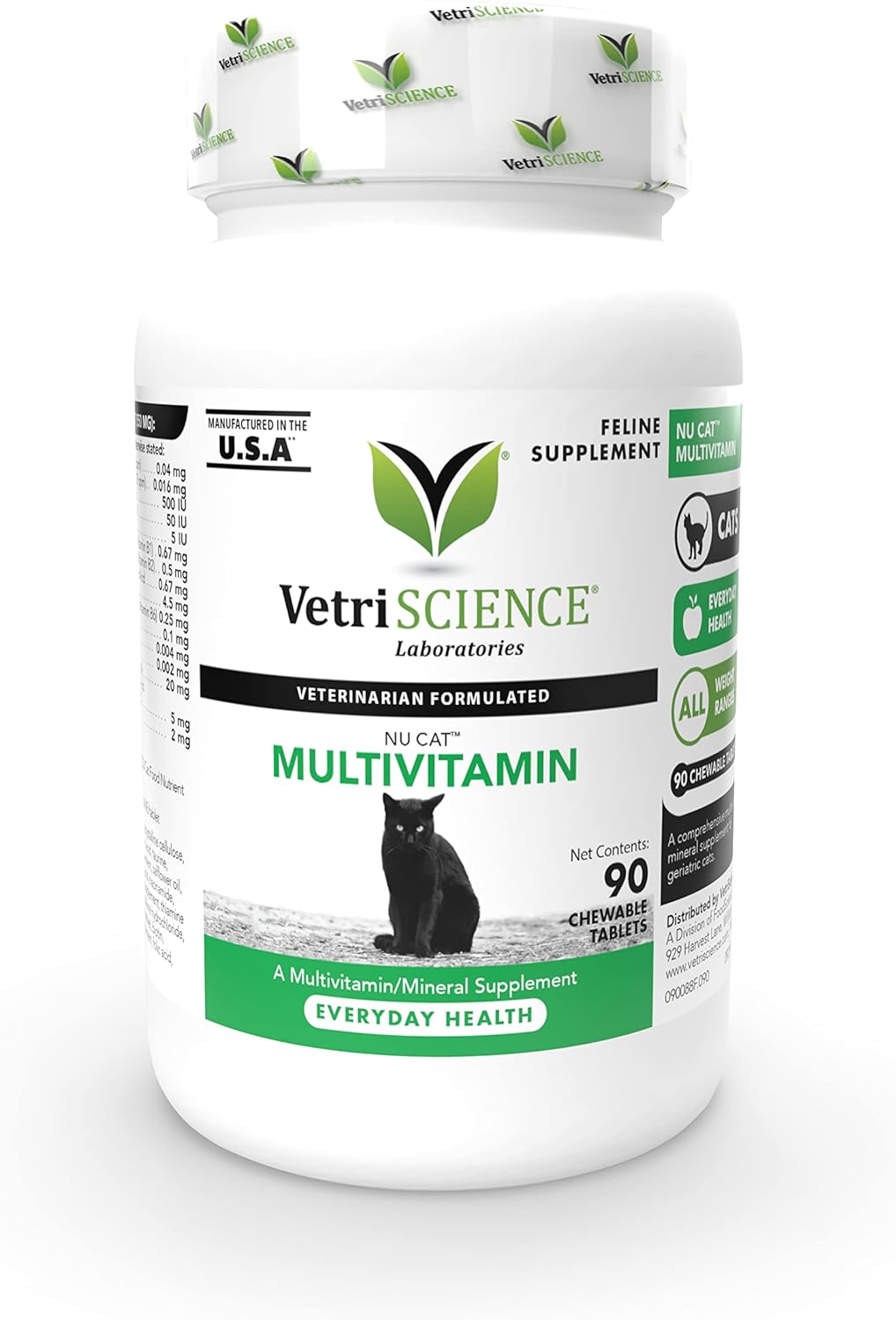 VetriScience NuCat Multi Vitamin for Cats, 90 Chewable Tablets