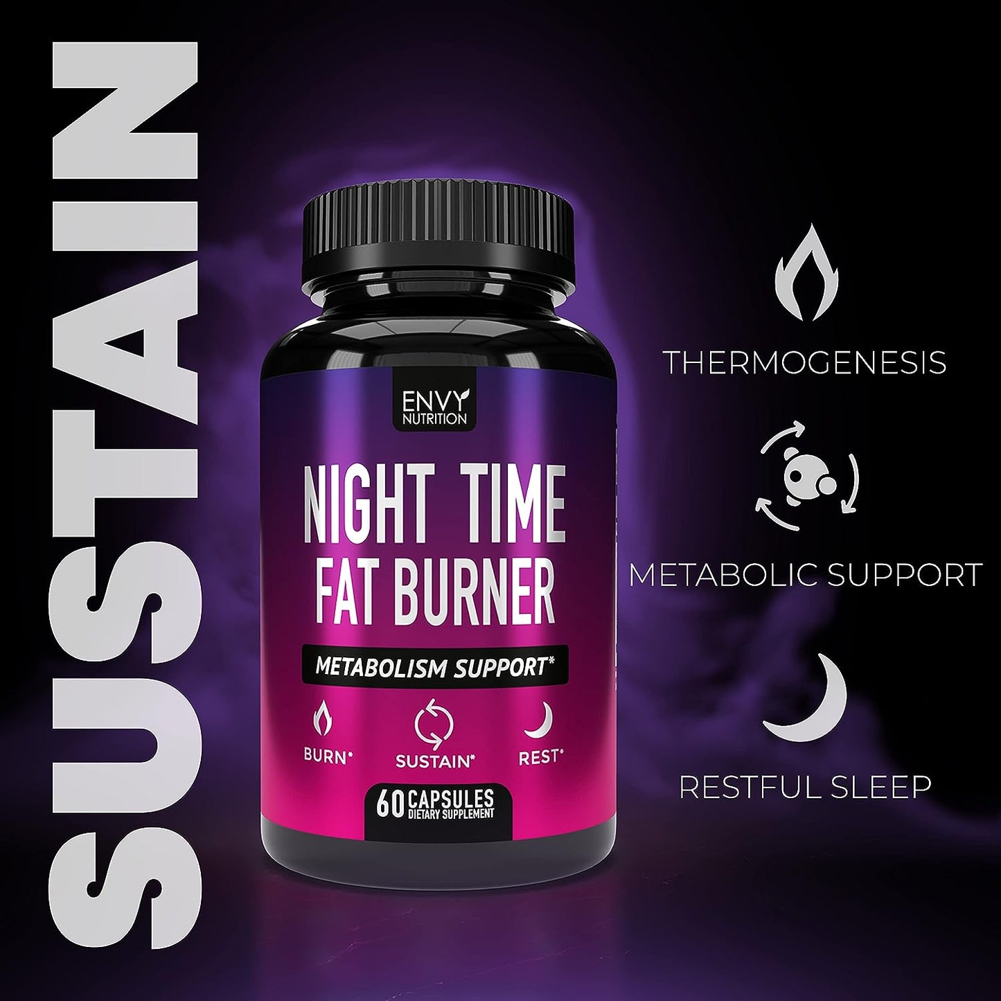 Night Time Fat Burner - Carb Blocker, Metabolism Booster, 60 capsules