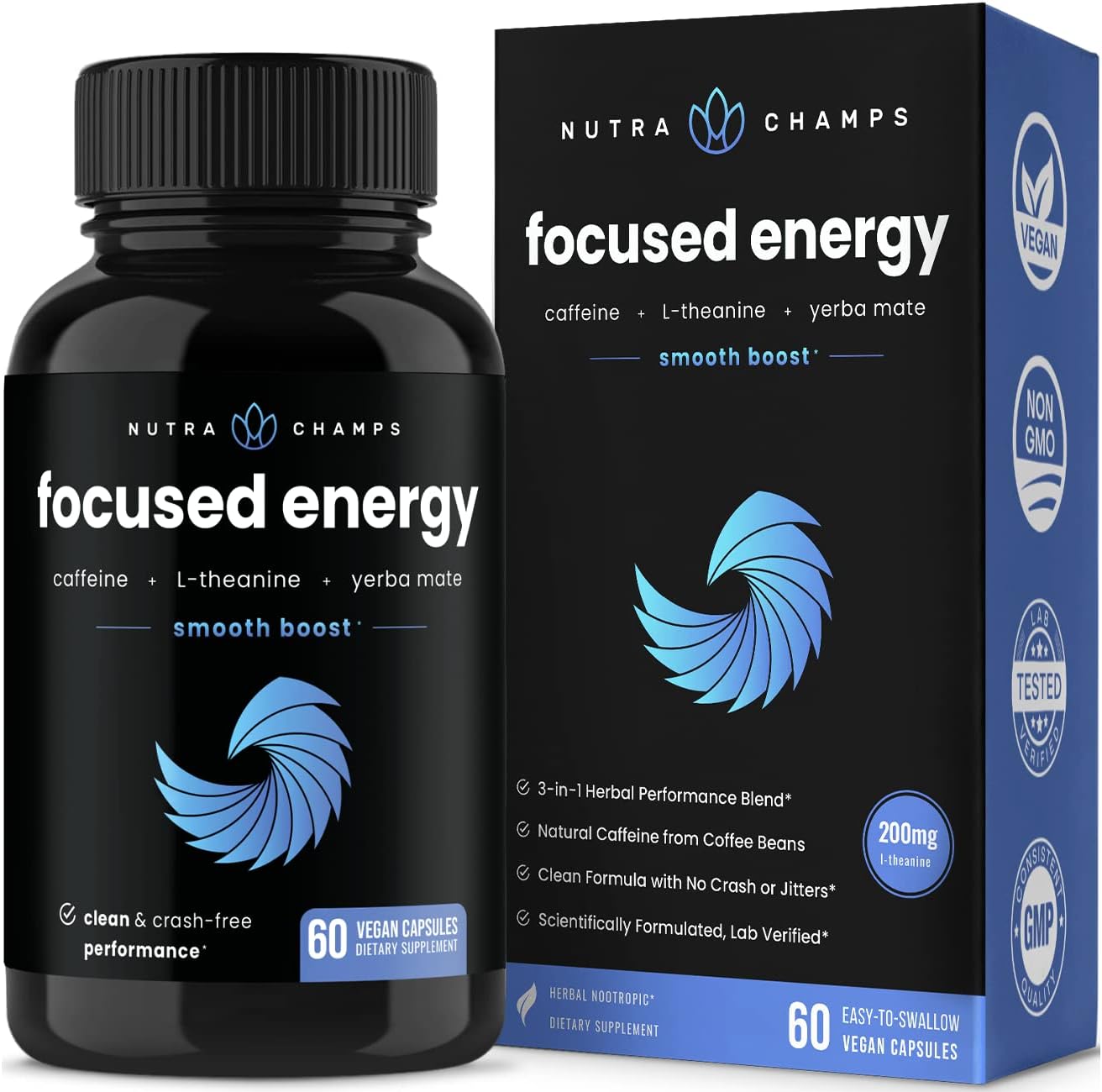 Caffeine Pills with L-Theanine for Focused Energy 60 pills