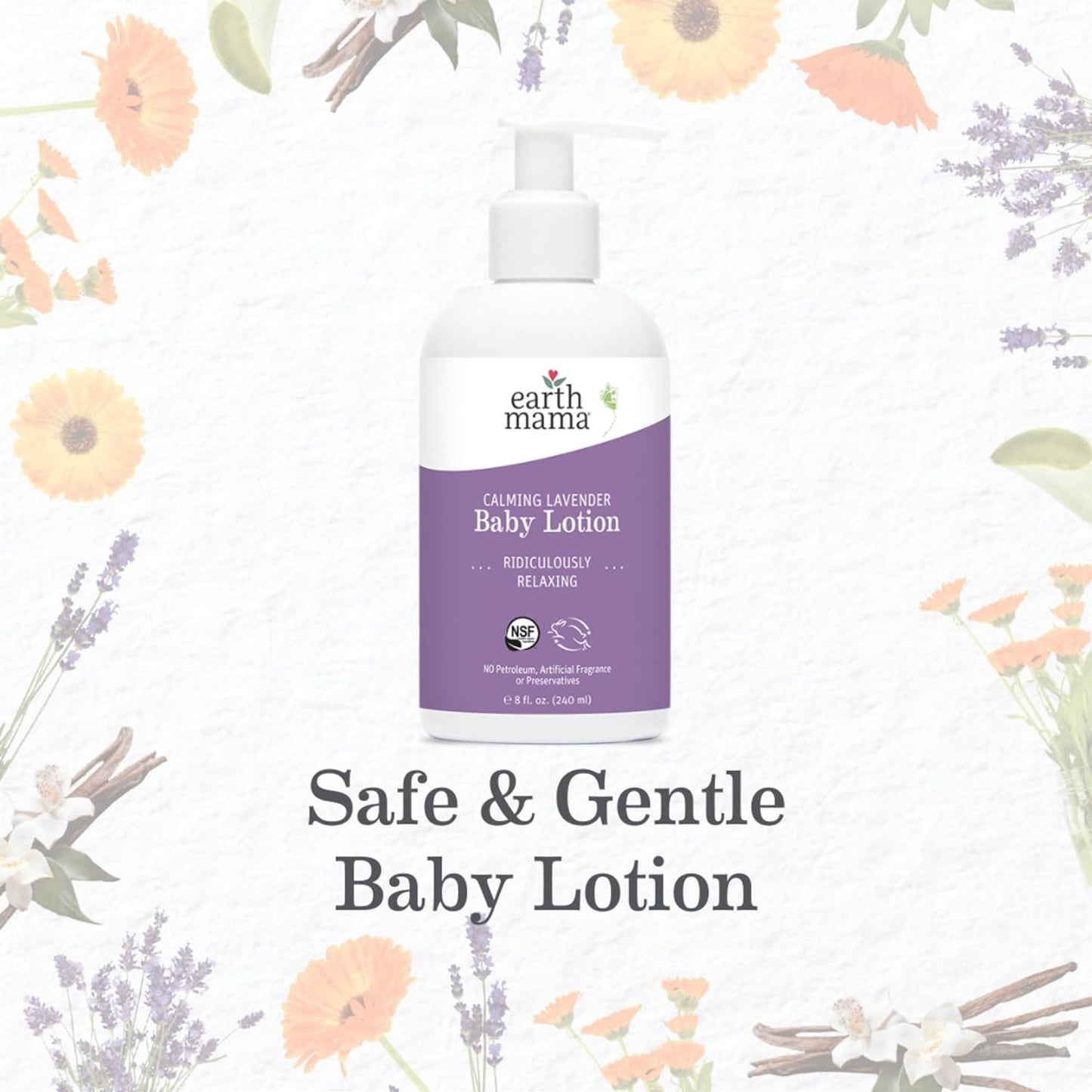 Earth Mama Calming Lavender Baby Lotion for Dry Skin