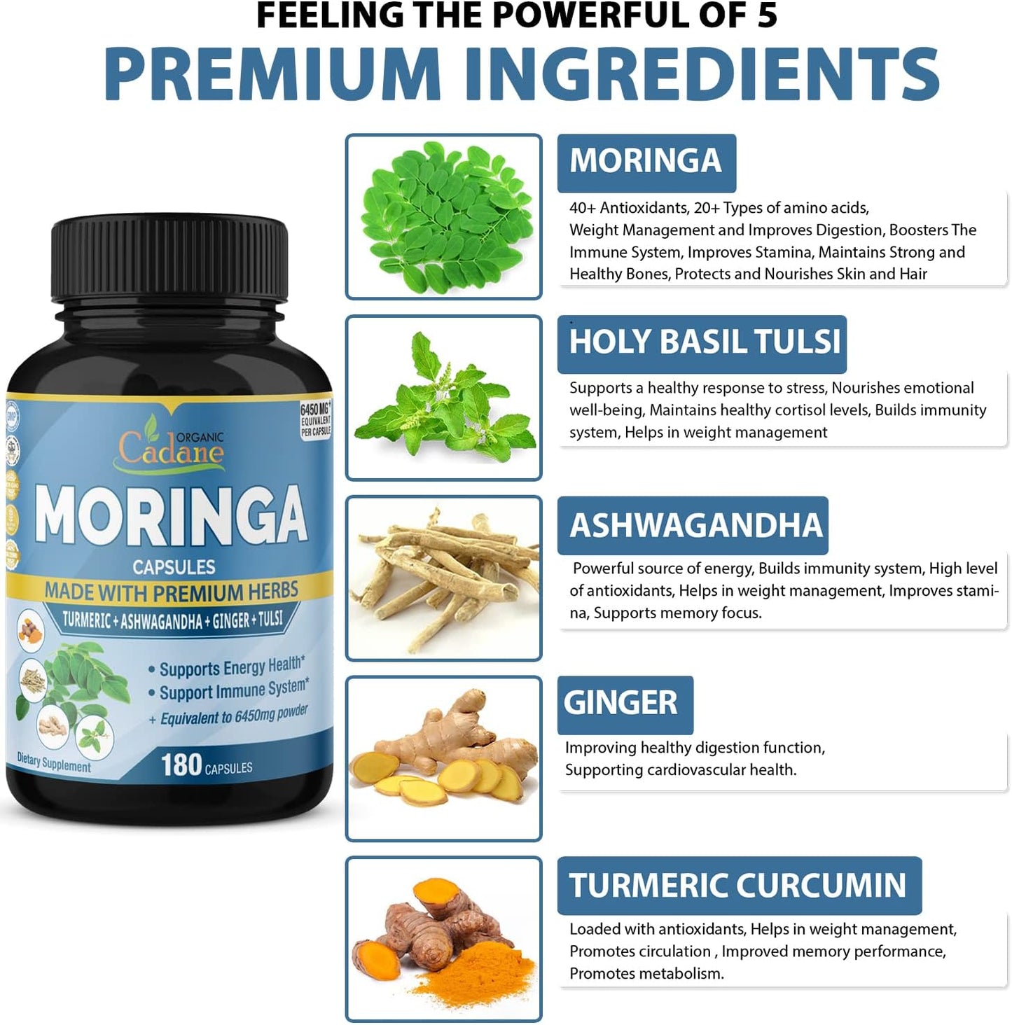 Organic Moringa Extract Capsules 180 Capsules