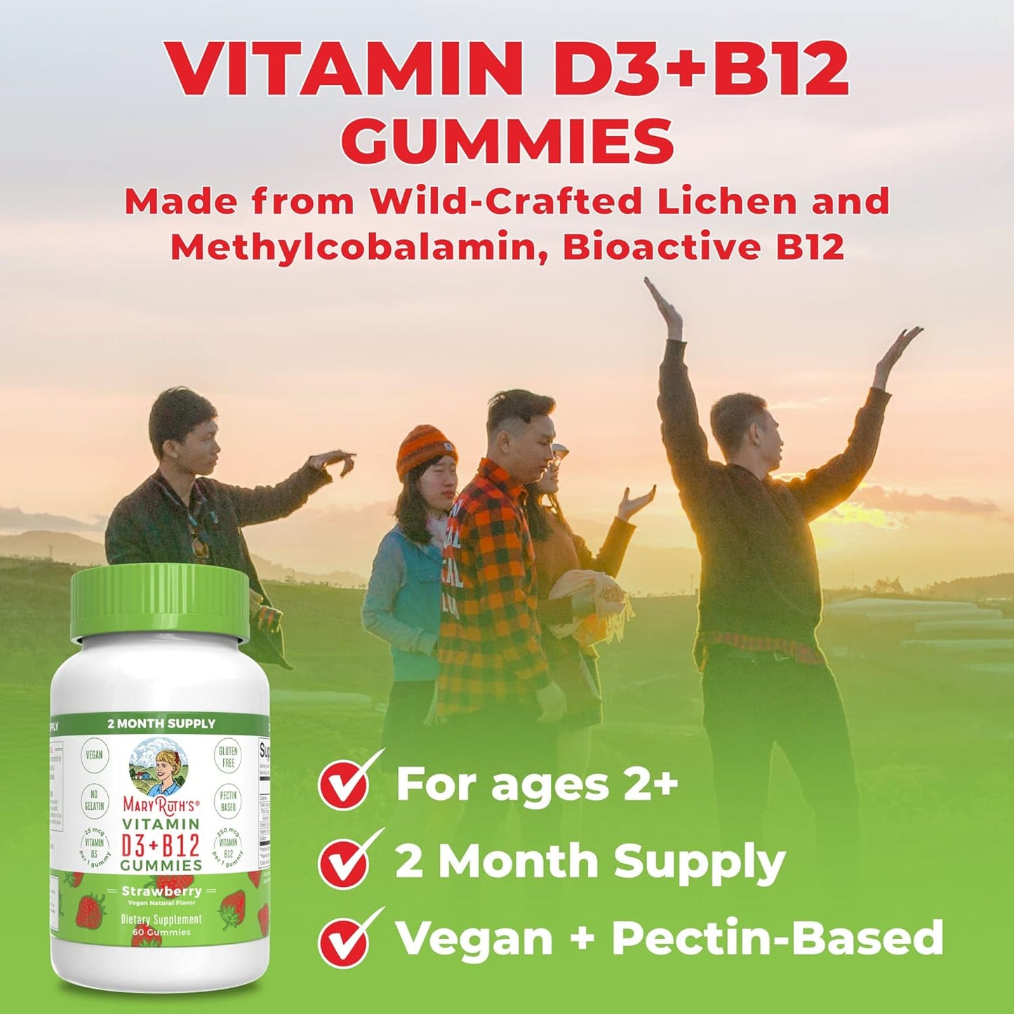 MaryRuth's Vitamin D3 + B12  60 Gummies