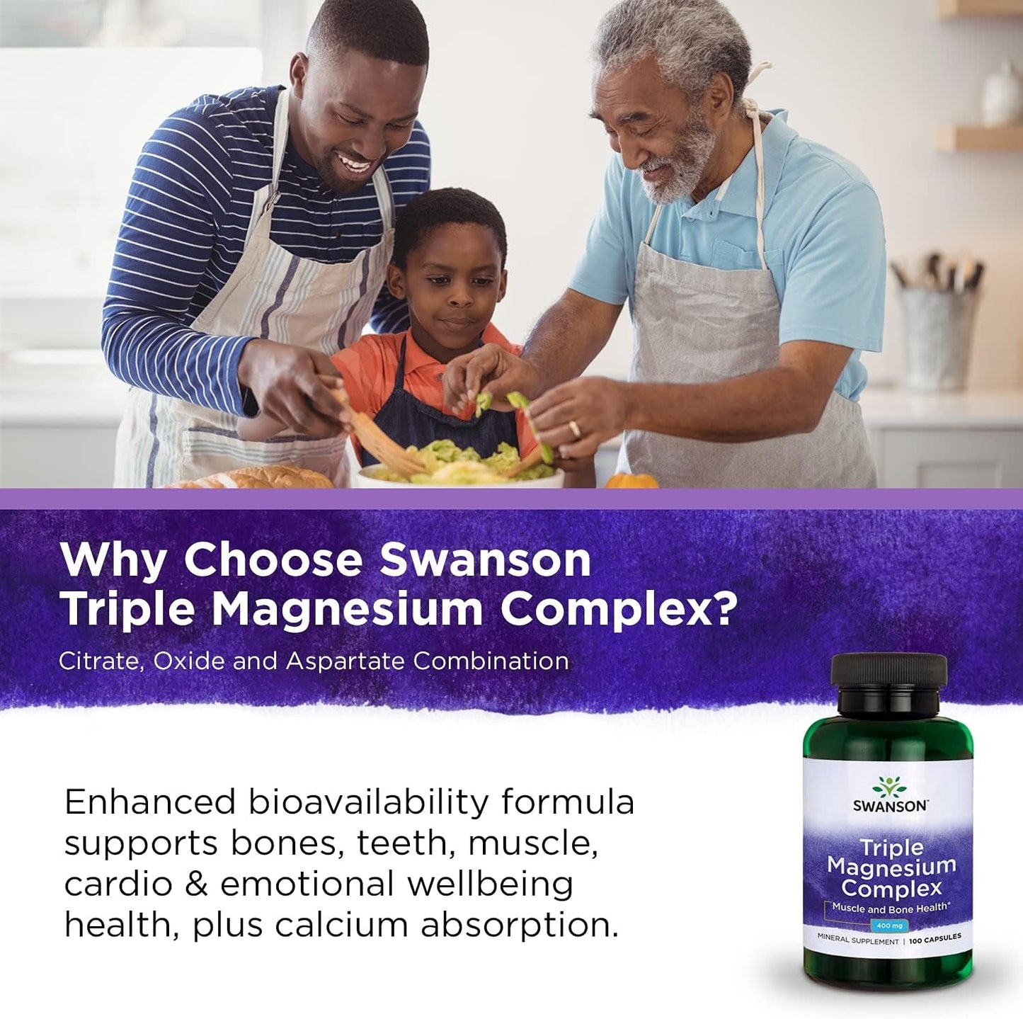 Swanson Triple Magnesium Complex - 100 Capsules