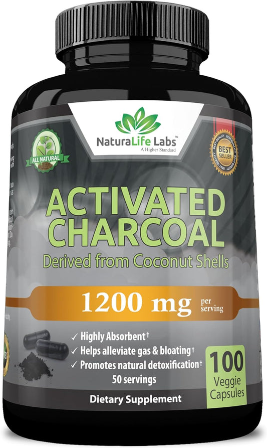 Activated Charcoal Capsules -  Highly Absorbent 100 Vegan Capsules