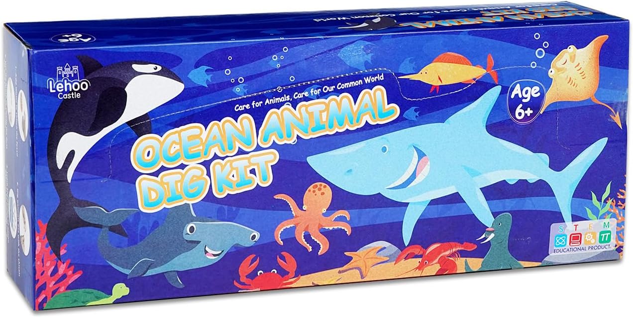 Lehoo Castle Ocean Animals Dig Kit, 3 Shark Teeth Fossils