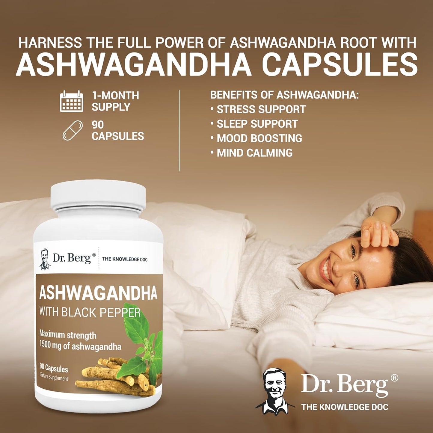 Dr. Berg Ashwagandha with Ashwagandha Root Powder  90 Capsules