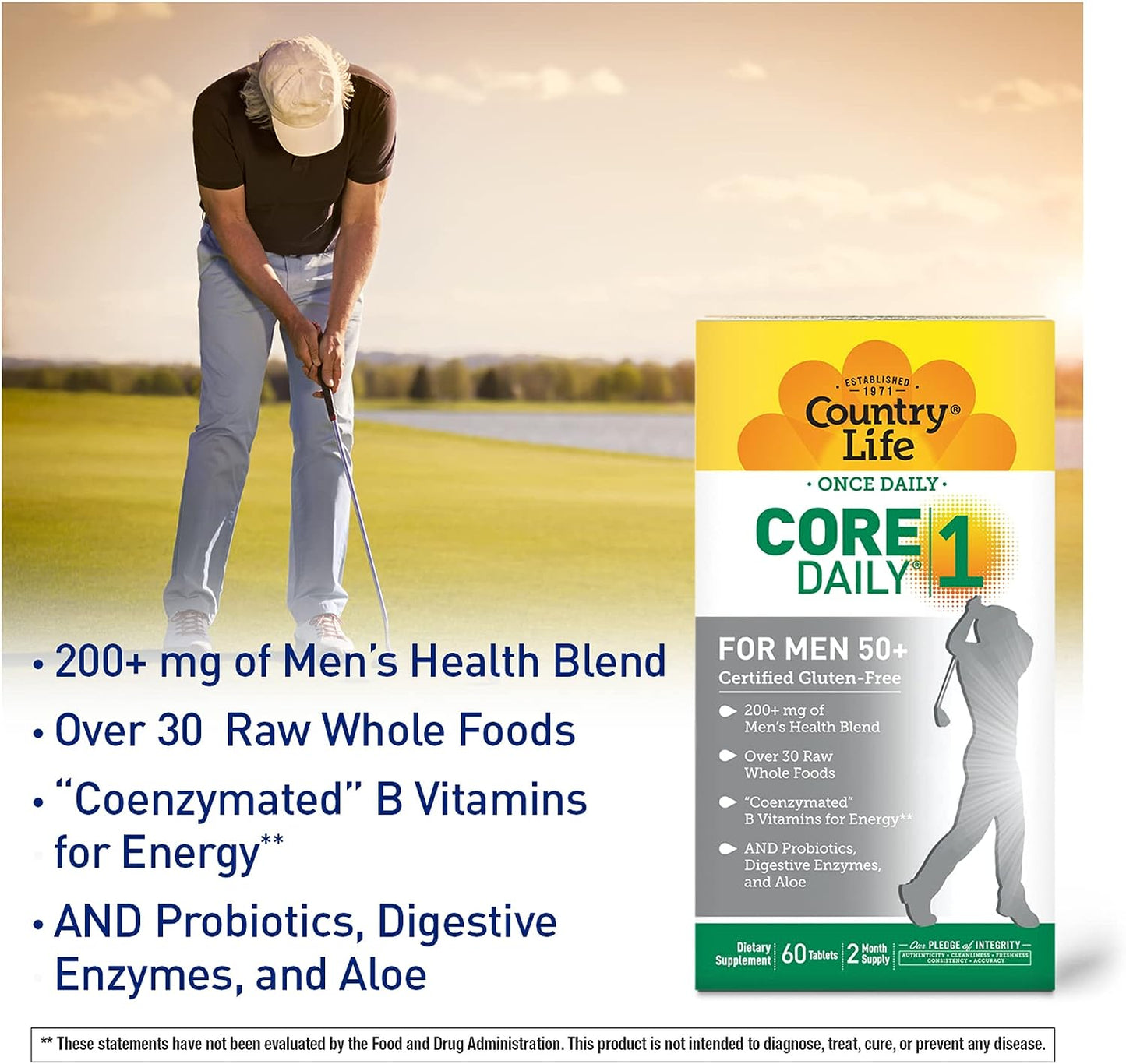 Country Life Core Daily-1 Multivitamin for Men 50+, 60 Tablets