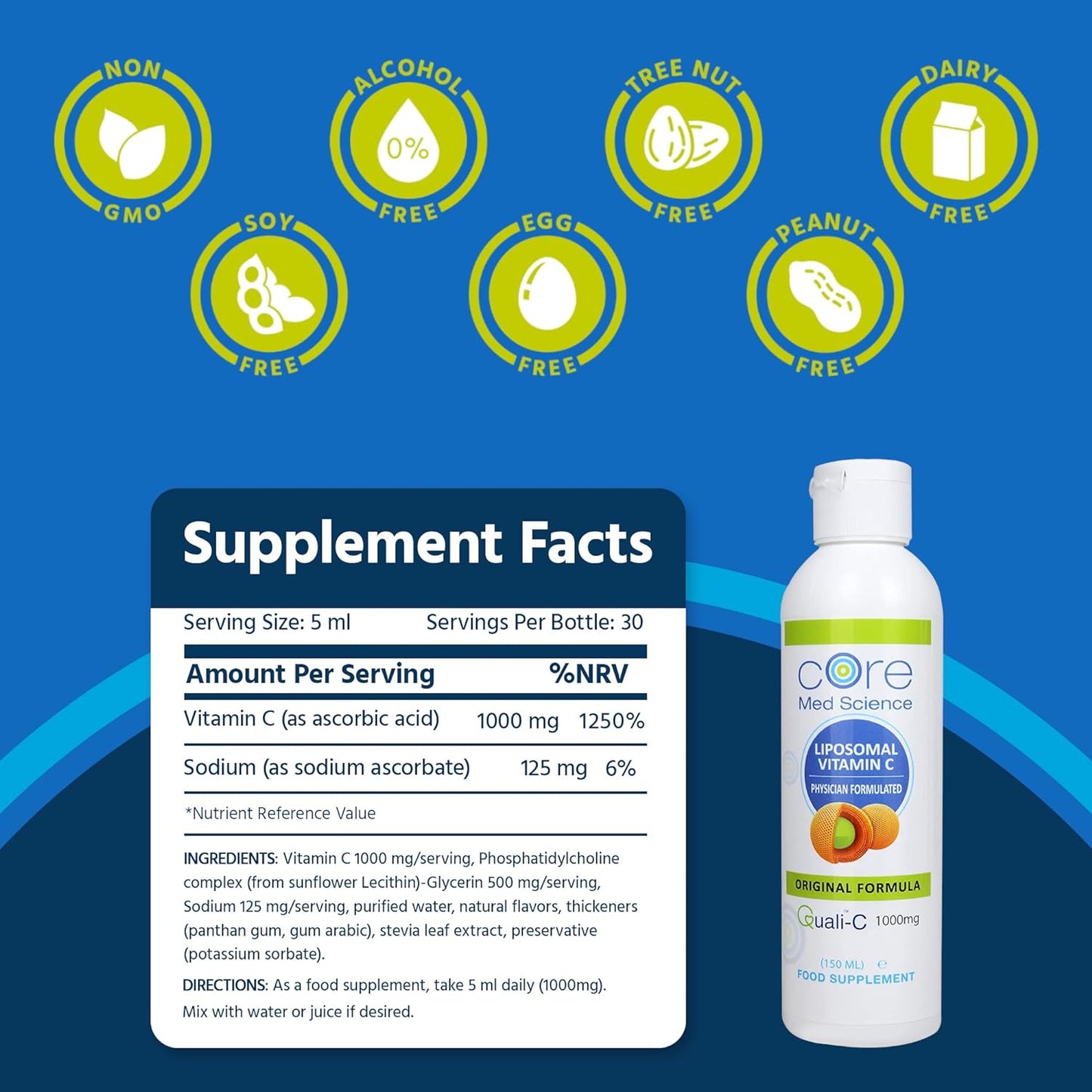 Core Med Science Liposomal Vitamin C 1000mg Liquid