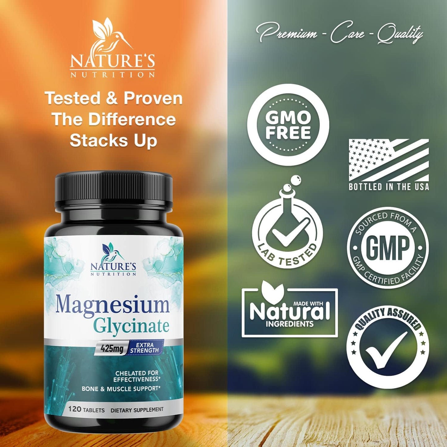 Magnesium Glycinate 425 mg with Calcium - 120 Tablets