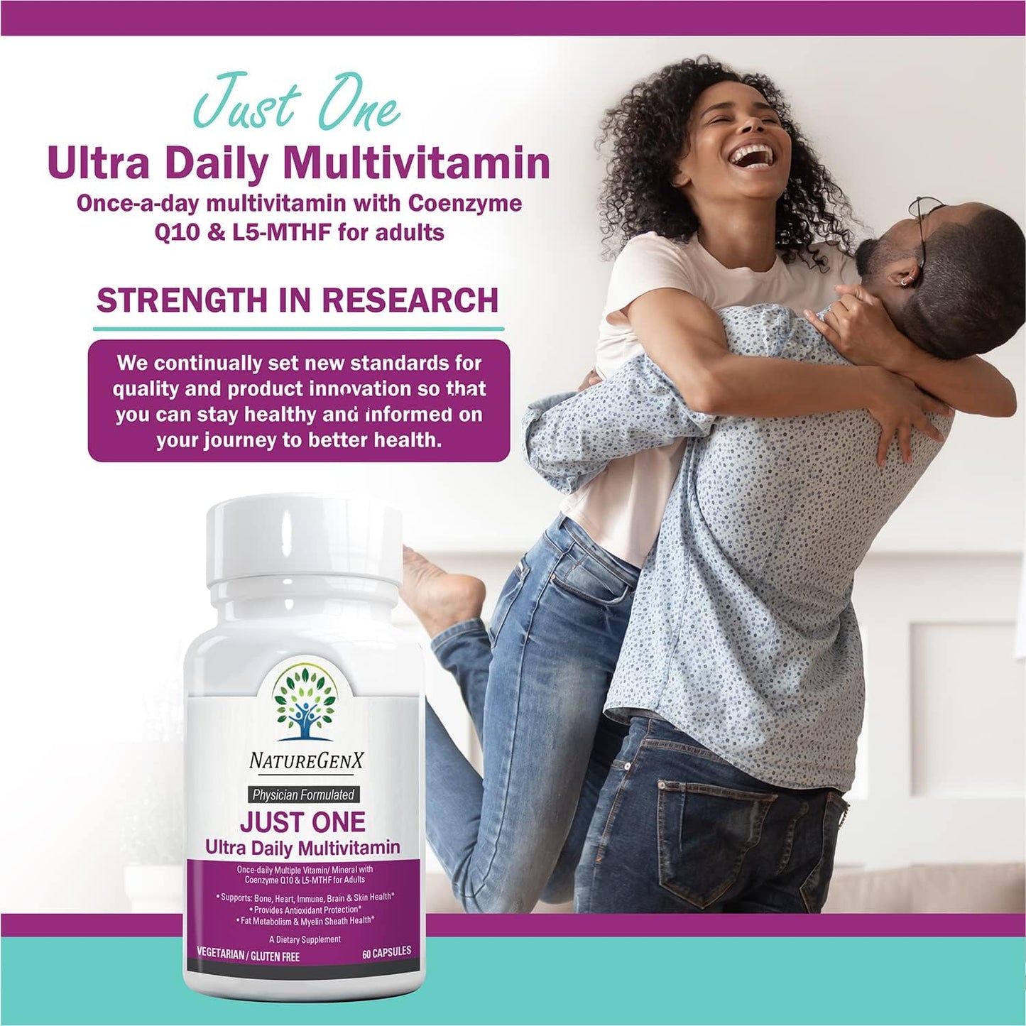 Just One Daily Methylated Multivitamin - 60 Caps Pure Methyl B12