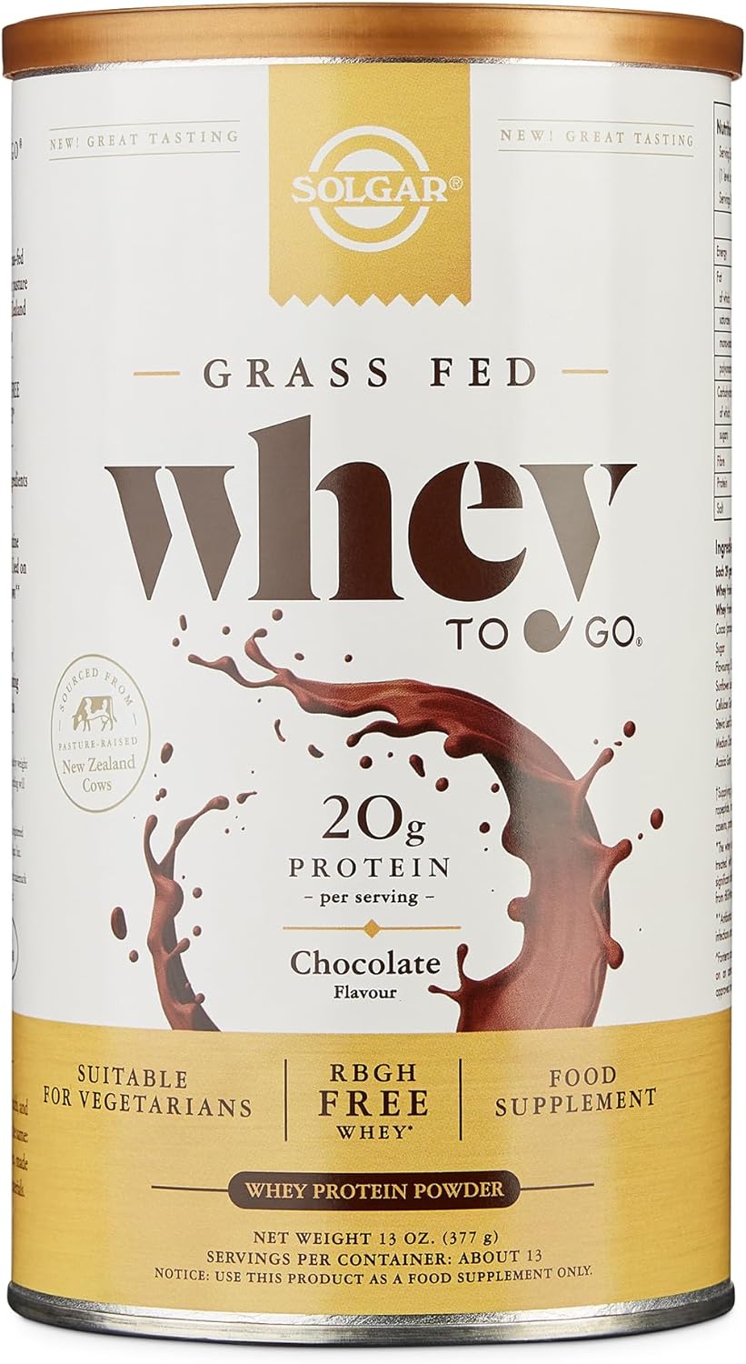 Solgar Grass Fed Whey to Go Protein Powder Chocolate, 13.2 oz