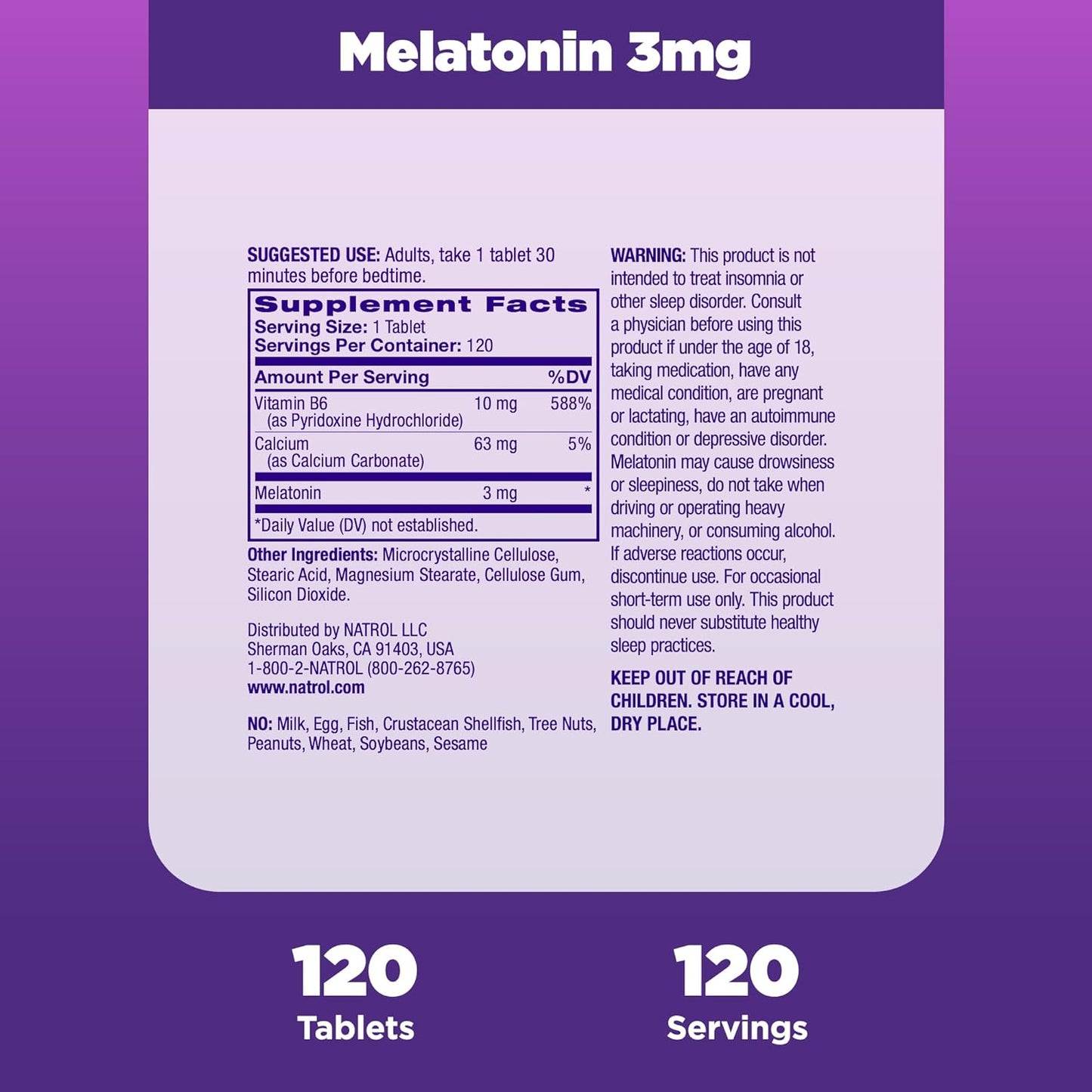 Natrol Melatonin Tablets, Helps You Fall Asleep Faster 3 mg 120 count