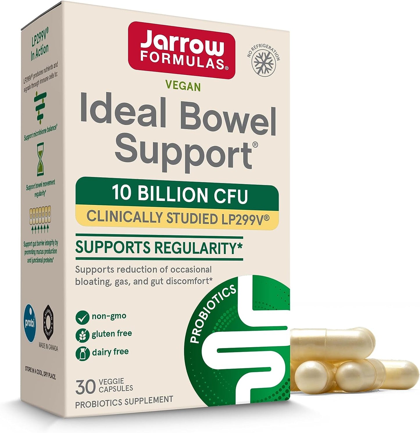 Jarrow Formulas Ideal Bowel Support LP299v,  Gas, Intestinal Discomfort 30 Veggie Capsules