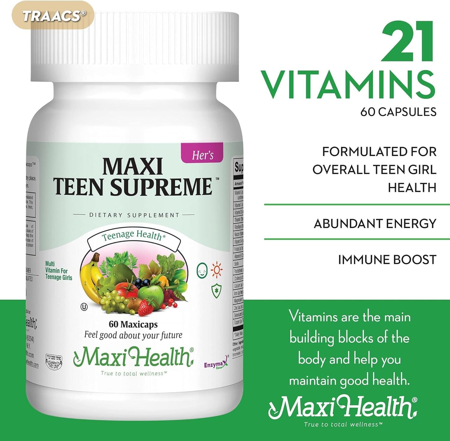 Maxi Health Teen Supreme Hers Vitamins for Teen Girls - 60 capsules