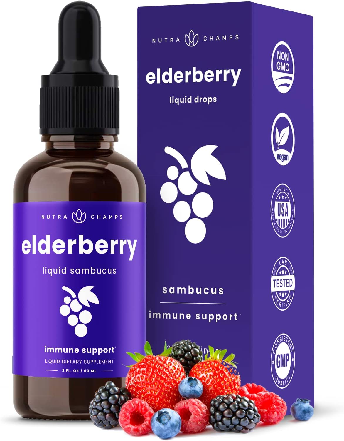 Black Elderberry Syrup | Potent 2000mg 10:1 Extract Sambucus Elderberry Syrup Antioxidant 60 ml