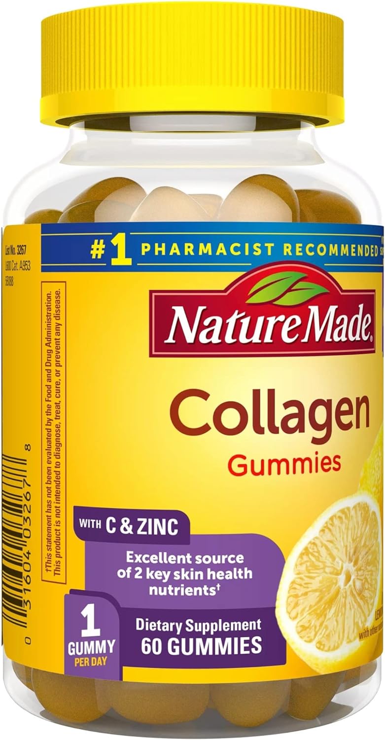 Nature Made Collagen Gummies with Vitamin C,  Zinc 60 Gummies