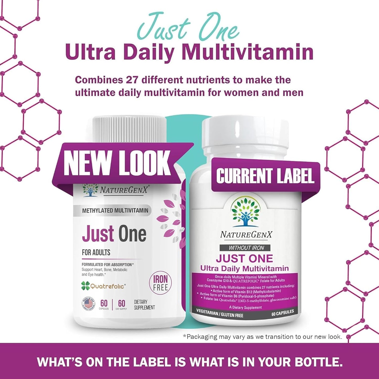 Just One Daily Methylated Multivitamin - 60 Caps Pure Methyl B12