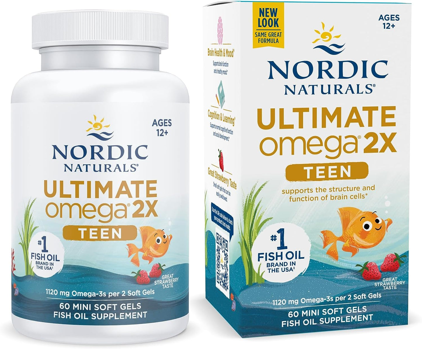 Nordic Naturals Ultimate Omega 2X Teen, Strawberry - 60 Mini Soft Gels