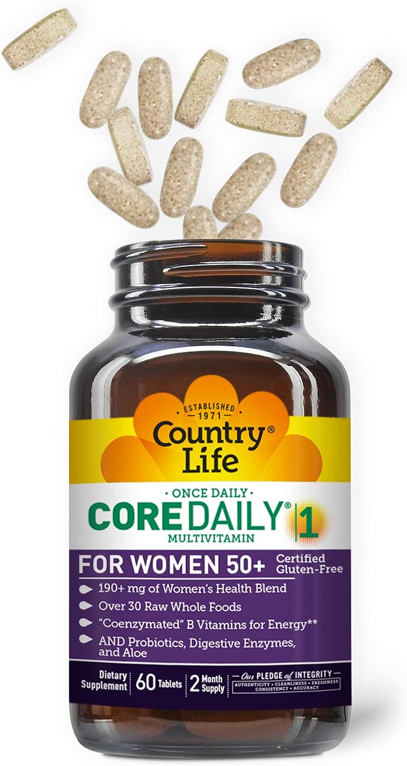 Country Life Core Daily-1 Multivitamins for Women 50 Plus, Energy Support, 60 Tablets