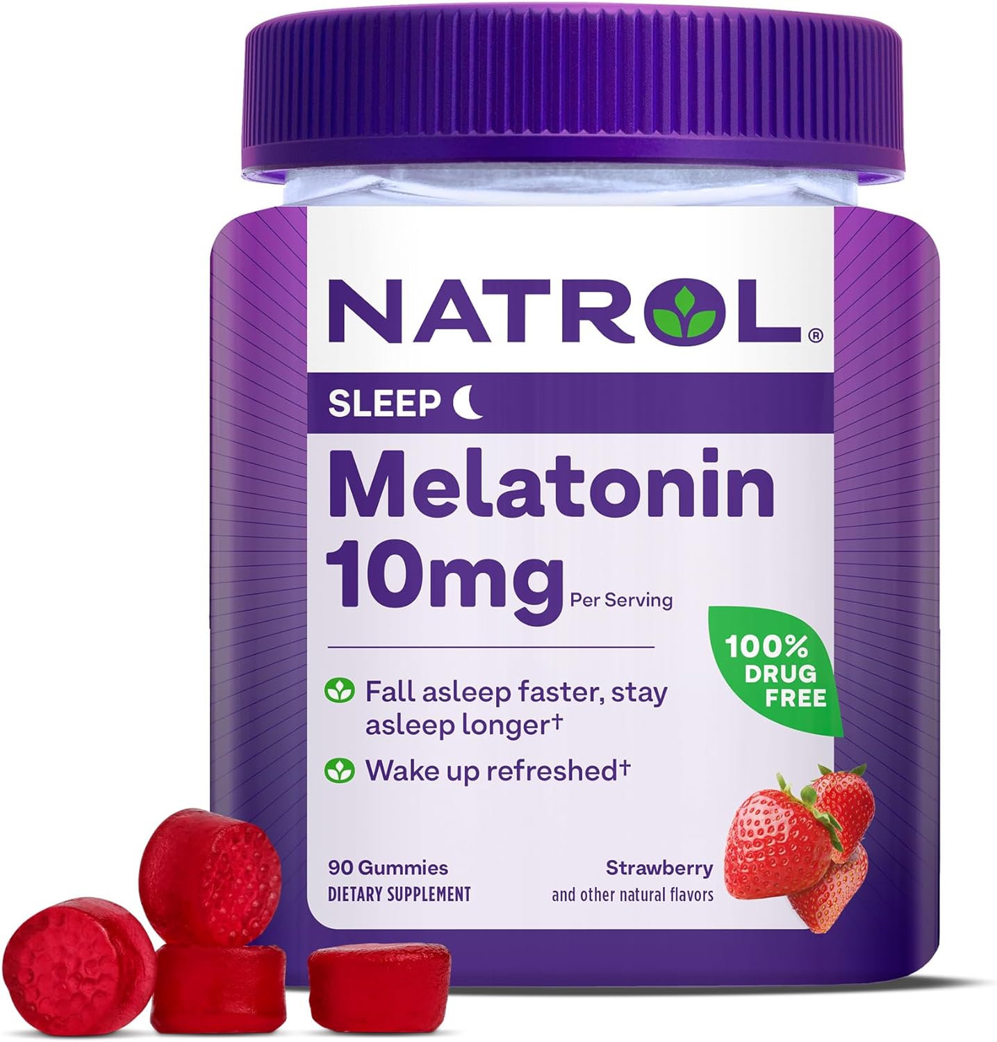 Natrol Melatonin 10mg, Dietary Supplement for Restful Sleep, 90 Strawberry-Flavored Gummies