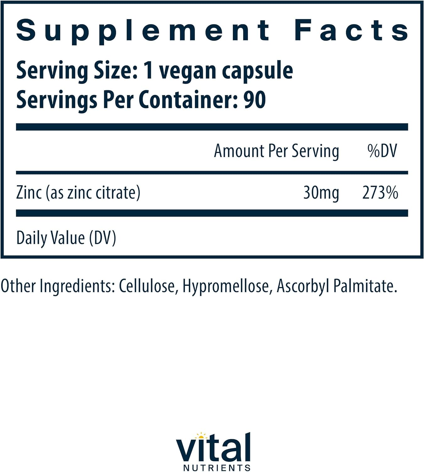 Vital Nutrients Zinc Citrate 90 Capsules