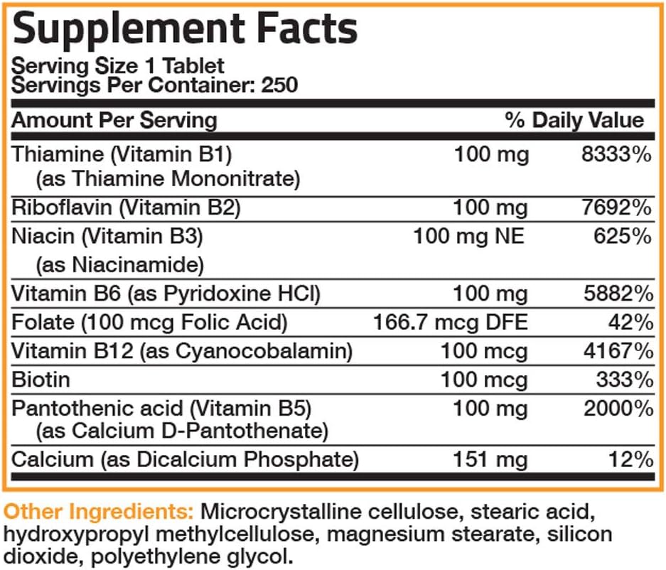 Bronson Vitamin B 100 Complex High Potency Sustained Release