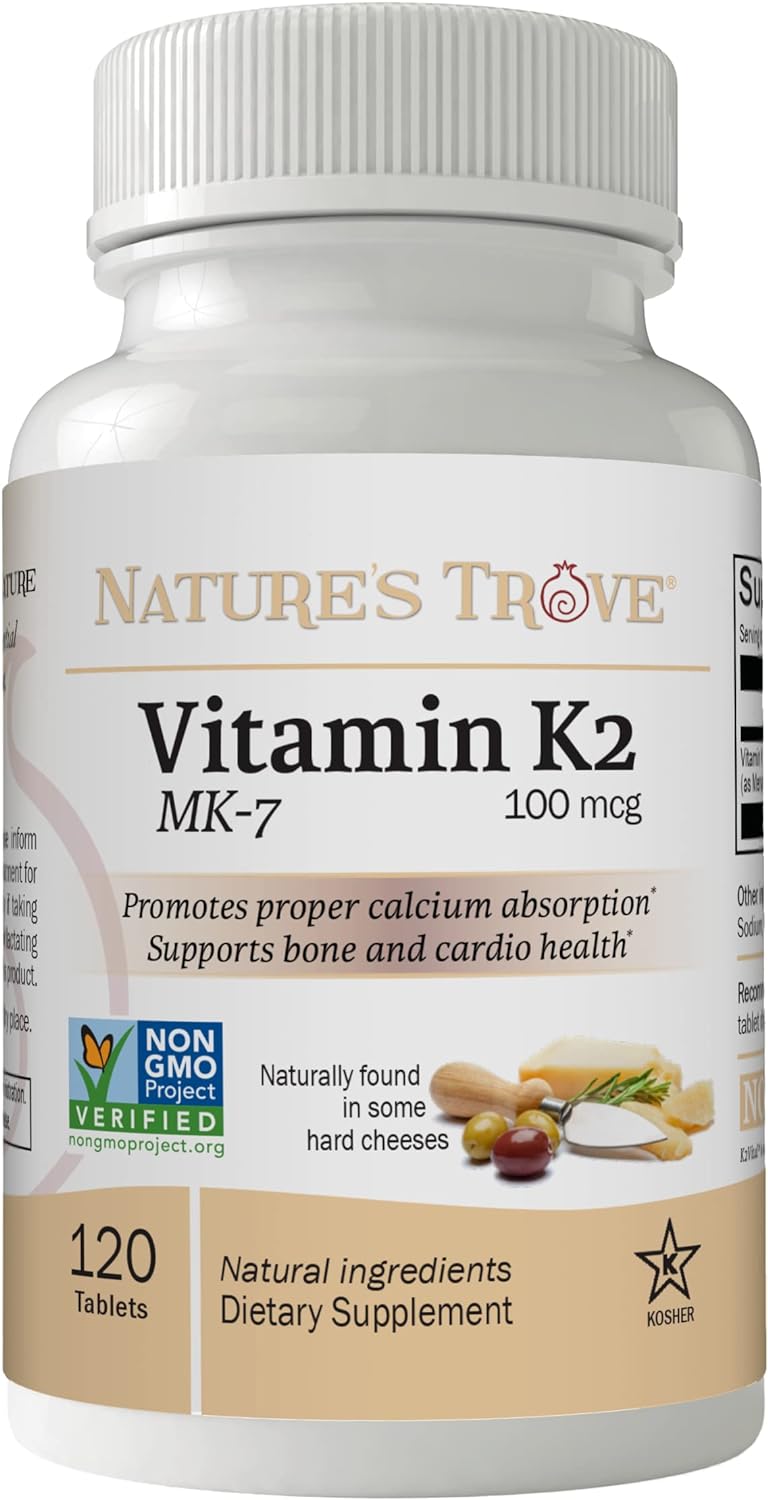 Nature's Trove Vitamin K2 MK7 Supplement, 100mcg, 120 Count