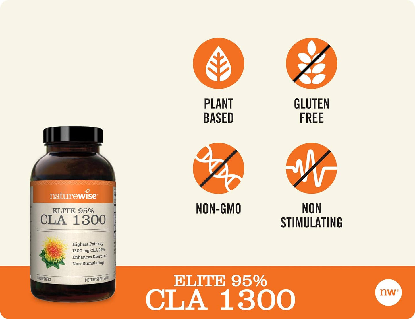 NatureWise Elite CLA 1300 Maximum Potency, 95% CLA  180 Count