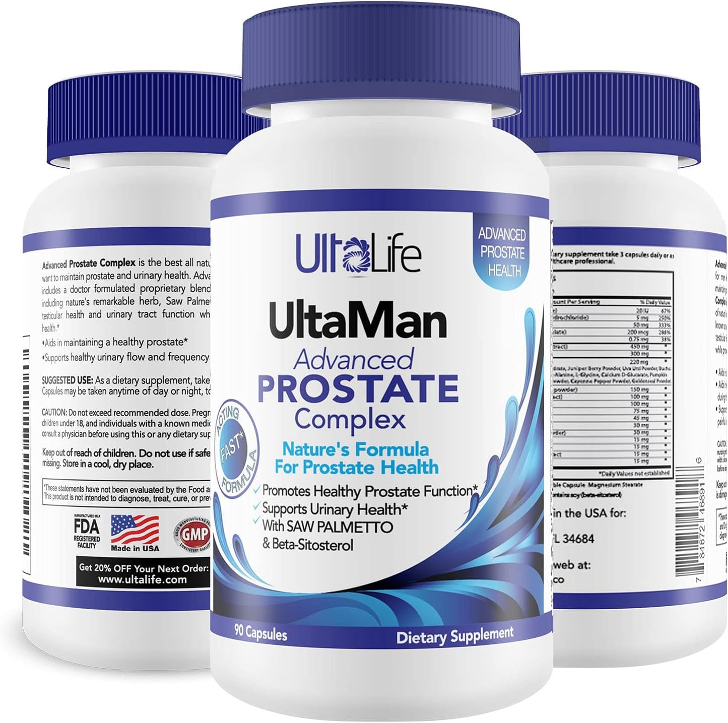 UltaLife Advanced Saw Palmetto Prostate Supplement For Men 90 Capsules