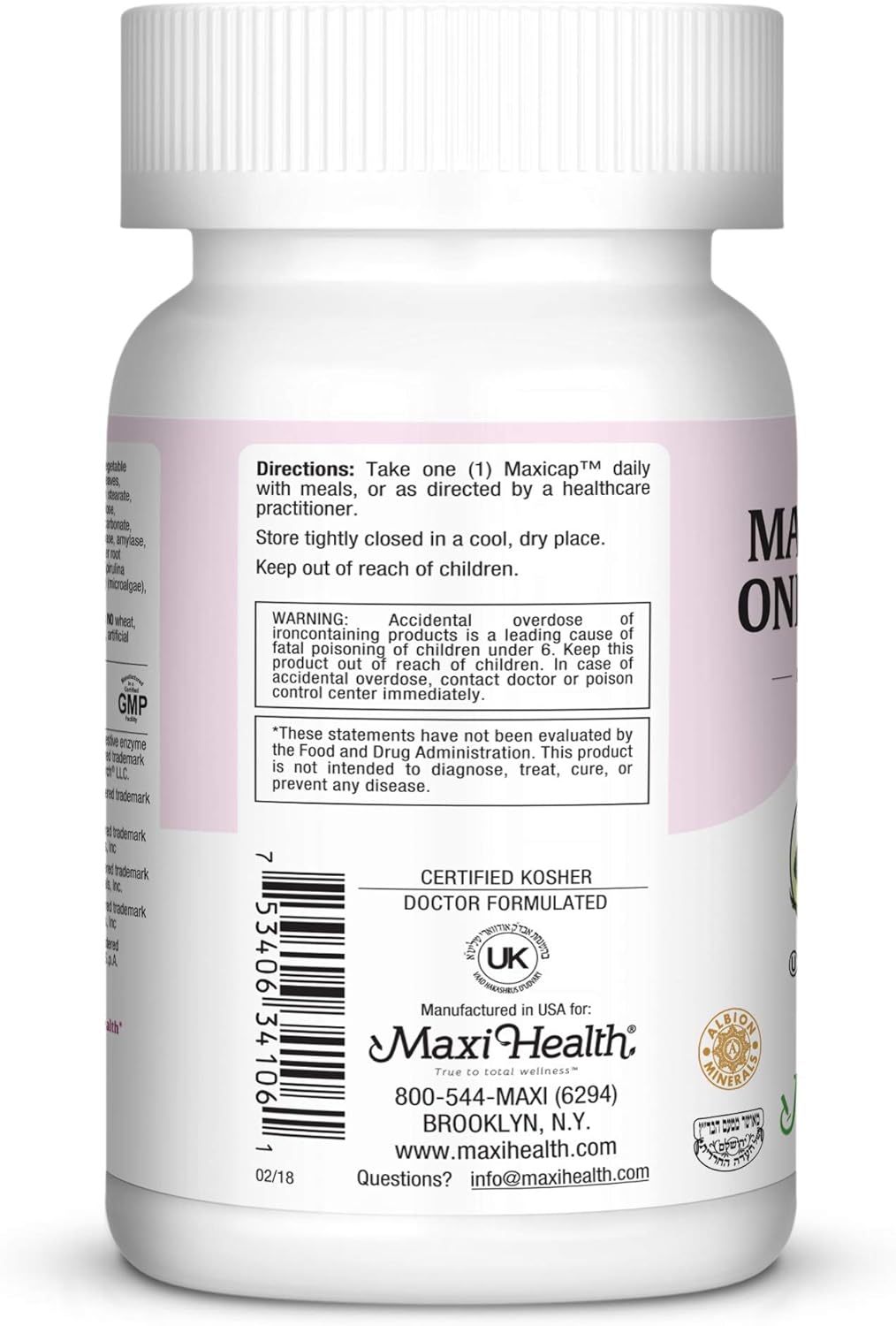 Maxi One Per Day Prenatal Formula with Methylated Folate and Gentle Iron, 60 Count