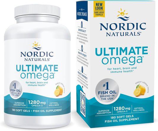 Nordic Naturals Ultimate Omega Lemon 1280mg Softgels - 180 Count.